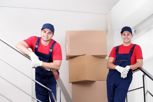 Customer using trolley to move items safely in storage facility