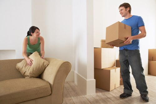 Packed furniture and boxes prepared for long-term storage in Camden